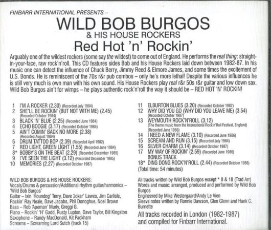 CD Wild Bob Burgos - Red Hot N Rockin - Bild 2
