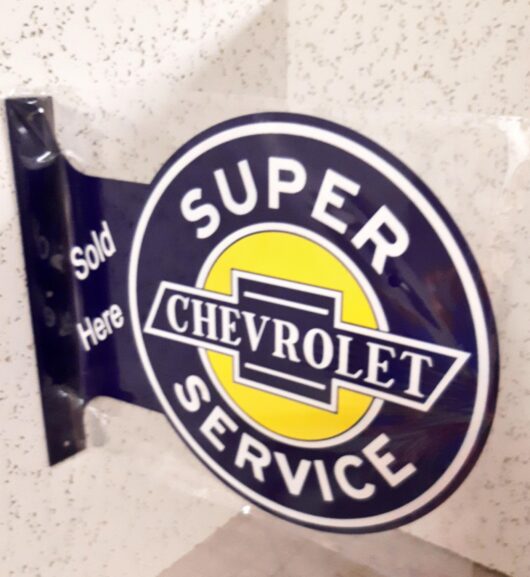 Chevrolet Super Service Stolp Skylt Dubbelsidig 36x30cm