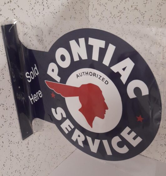 Pontiac Gasoline Stolp Skylt Dubbelsidig 36x30cm